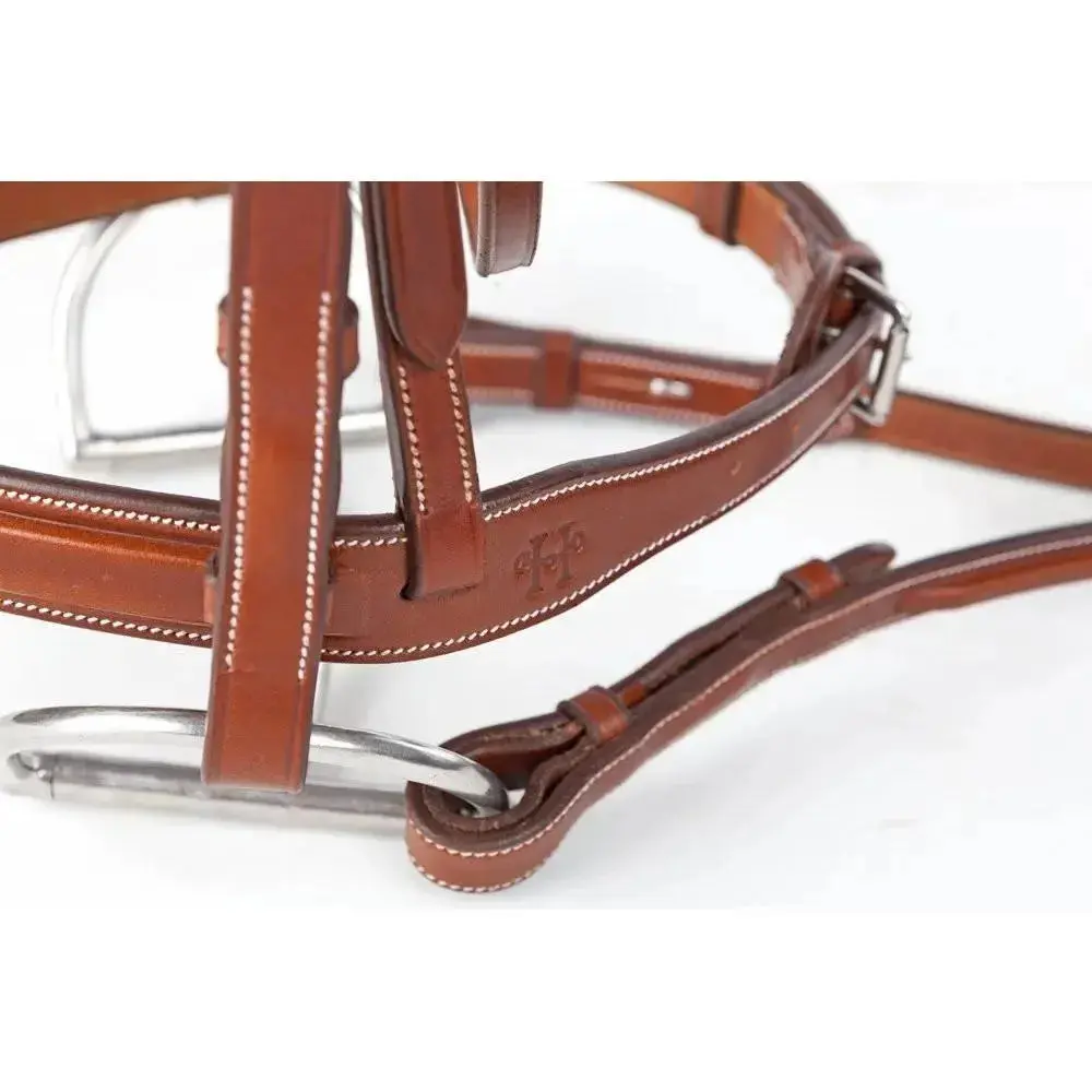 Huntley Equestrian Sedgwick Fancy Stitched Square Raised Hunter Horse Bridle with Reins - Image 12