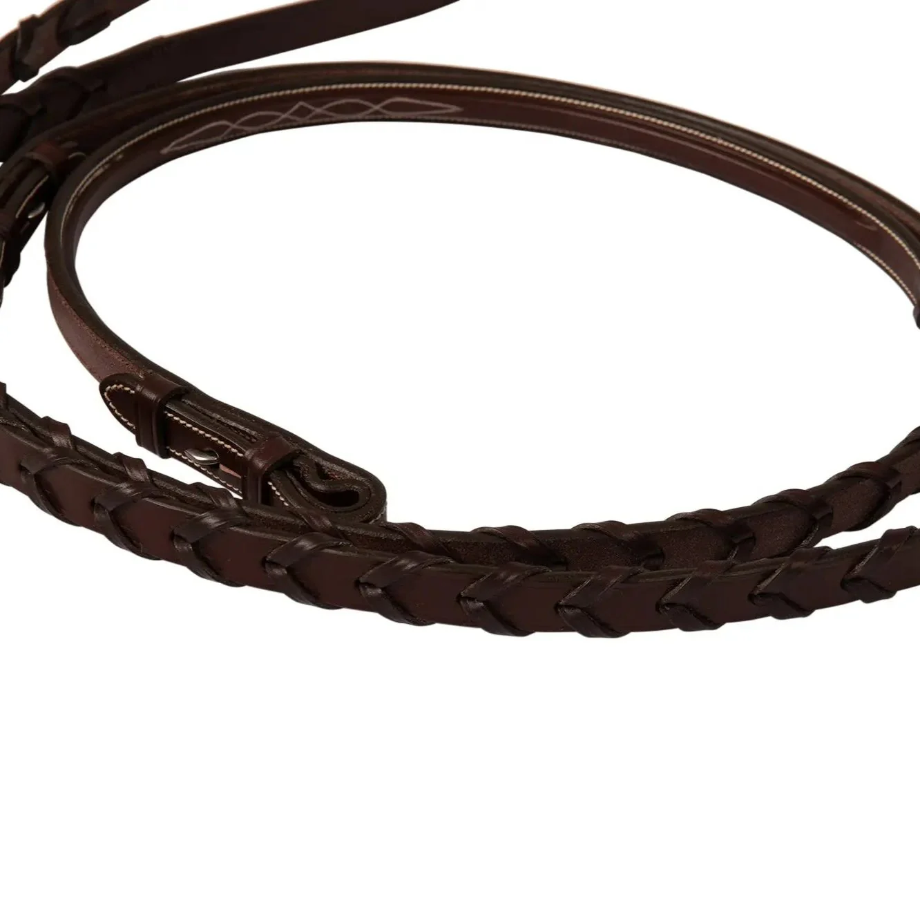 Huntley Equestrian Sedgwick Fancy Stitched Square Raised Laced Reins - Image 7